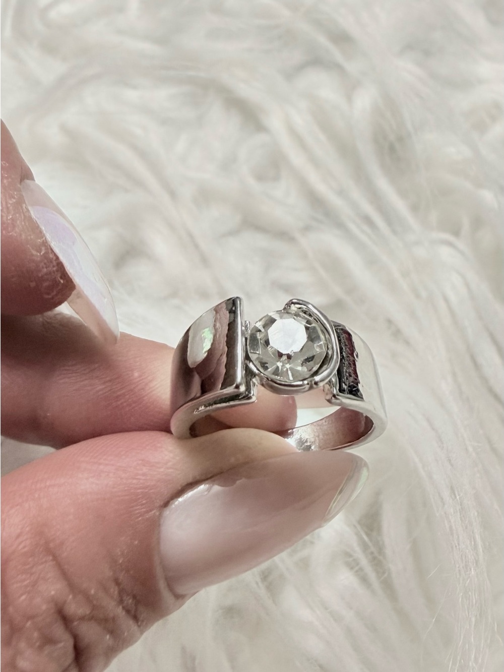 Silver Cubic Zirconia Accent Ring - Clear Stone